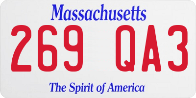 MA license plate 269QA3