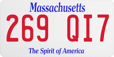 MA license plate 269QI7