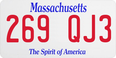 MA license plate 269QJ3