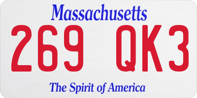 MA license plate 269QK3