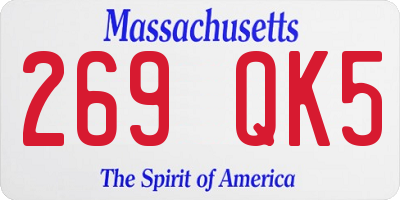 MA license plate 269QK5
