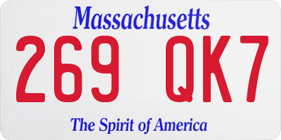 MA license plate 269QK7