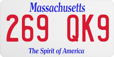 MA license plate 269QK9