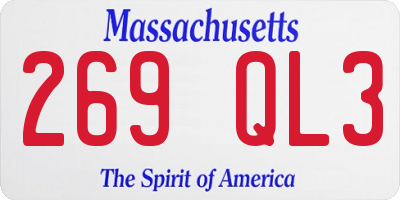 MA license plate 269QL3