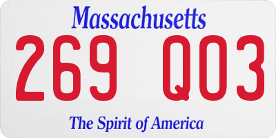 MA license plate 269QO3