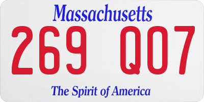 MA license plate 269QO7