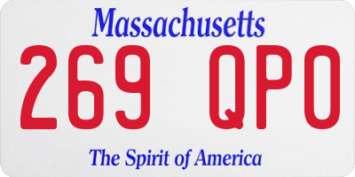 MA license plate 269QP0
