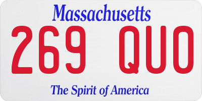 MA license plate 269QU0