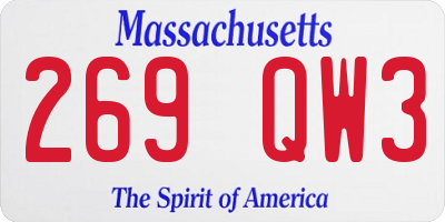 MA license plate 269QW3