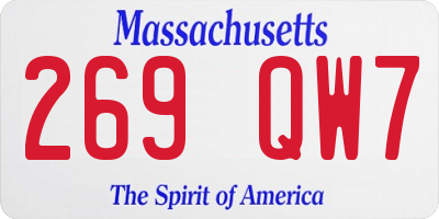 MA license plate 269QW7