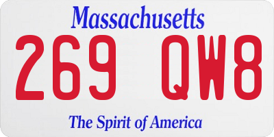 MA license plate 269QW8