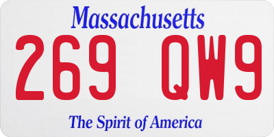 MA license plate 269QW9