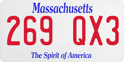 MA license plate 269QX3