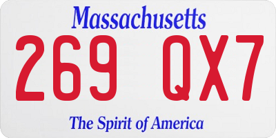 MA license plate 269QX7
