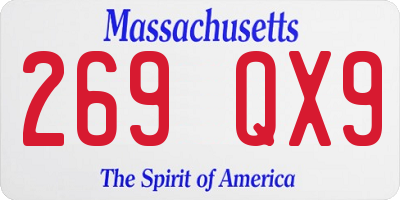 MA license plate 269QX9