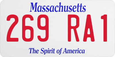 MA license plate 269RA1