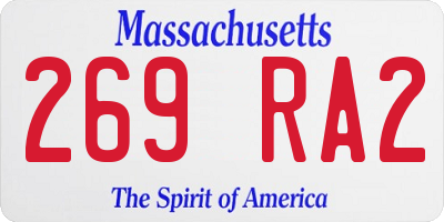 MA license plate 269RA2