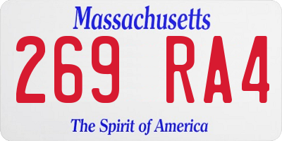 MA license plate 269RA4