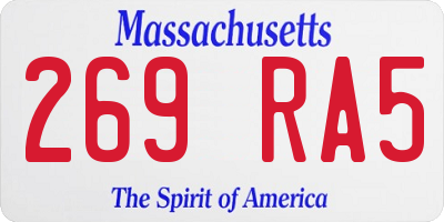 MA license plate 269RA5