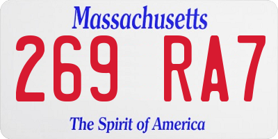 MA license plate 269RA7
