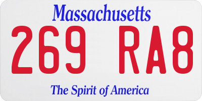 MA license plate 269RA8