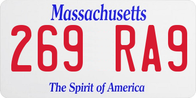 MA license plate 269RA9