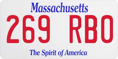 MA license plate 269RB0