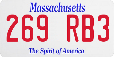 MA license plate 269RB3