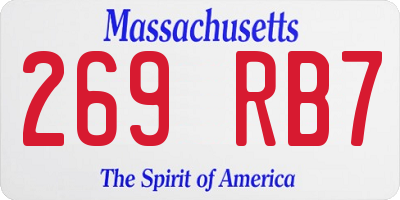 MA license plate 269RB7