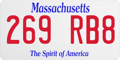 MA license plate 269RB8