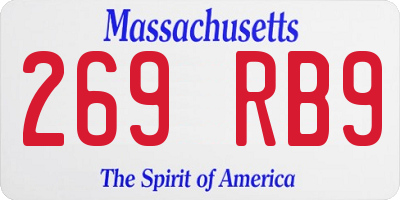 MA license plate 269RB9
