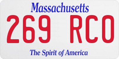 MA license plate 269RC0