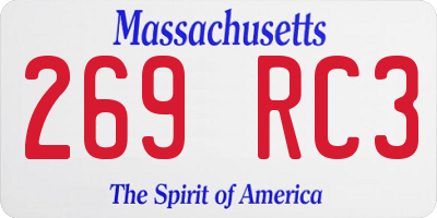 MA license plate 269RC3