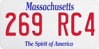 MA license plate 269RC4