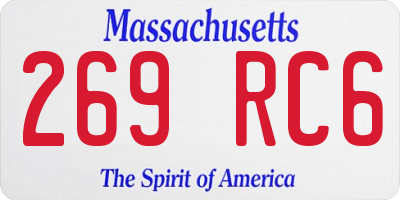 MA license plate 269RC6