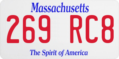 MA license plate 269RC8