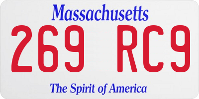 MA license plate 269RC9