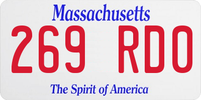 MA license plate 269RD0