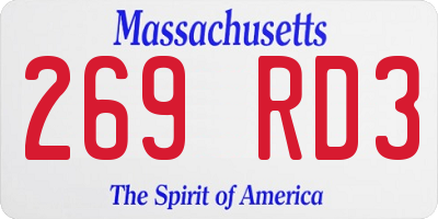 MA license plate 269RD3