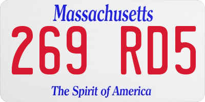 MA license plate 269RD5