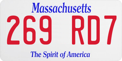 MA license plate 269RD7