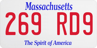 MA license plate 269RD9