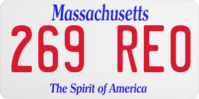 MA license plate 269RE0