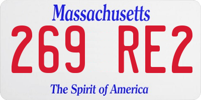 MA license plate 269RE2
