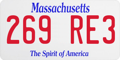 MA license plate 269RE3