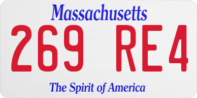MA license plate 269RE4