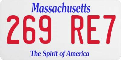 MA license plate 269RE7