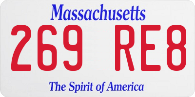 MA license plate 269RE8
