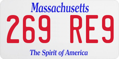 MA license plate 269RE9