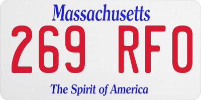 MA license plate 269RF0